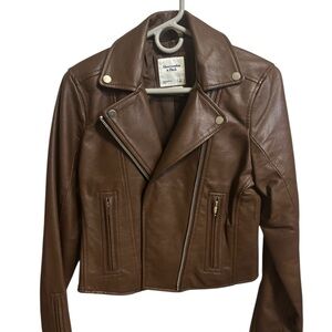 Abercrombie & Fitch Women's Brown Vegan Leather Jacket size S